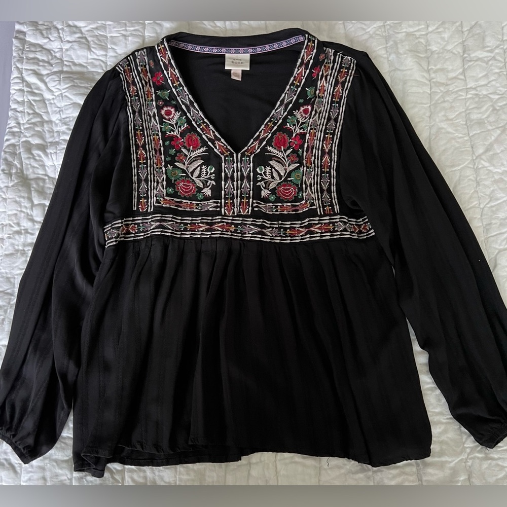 Knox Rose Boho Embroidered Top
